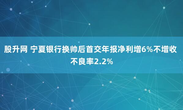股升网 宁夏银行换帅后首交年报净利增6%不增收 不良率2.2%