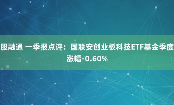 股融通 一季报点评：国联安创业板科技ETF基金季度涨幅-0.60%